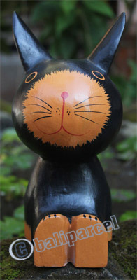 Wooden Rabbit With Painted, Hand Carved From Albesia Wood