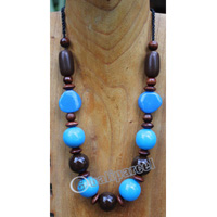 Necklace, Made From Glass With Resin And Wooden Beads
