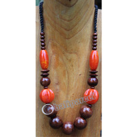 Necklace, Made From Glass With Resin And Wooden Balls