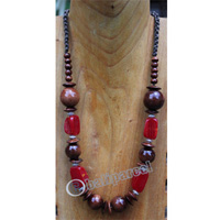 Necklace, Made From Glass With Resin And Wooden Balls
