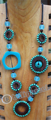 Necklace, Made From Glass, Resin And Sono Wood
