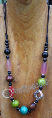 Necklace, Made From Glass, Metal And Sono Wood