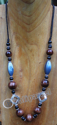 Necklace, Made From Resin Metal And Sono Wood