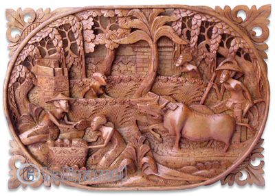 Wooden Wallhanging, Handcarved From Magnolia Wood