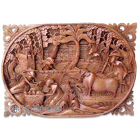 Wooden Wallhanging, Handcarved From Magnolia Wood
