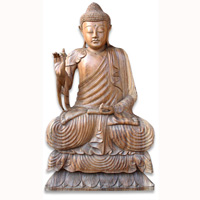 Wooden Buddha Meditating, Hand Carved From Suar Wood