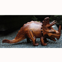 Wooden Walking Rhinoceros, Hand Carved From Suar Wood