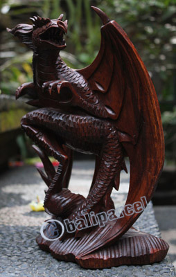 Wooden Dragon, Hand Carved From Suar Wood
