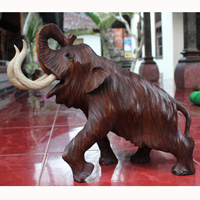 Wooden Walking Elephant, Hand Carved From Suar Wood