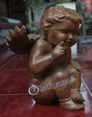 Wooden Angel, Handcrafted From Suar Wood