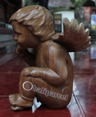 Wooden Angel, Handcrafted From Suar Wood