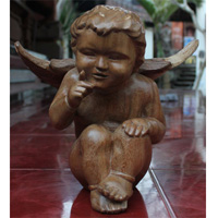 Wooden Angel, Handcrafted From Suar Wood