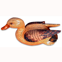 Wooden Duck With Batik Design, Hand Carved From Albesia Wood