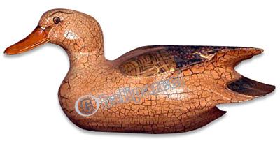 Wooden Duck With Batik Design, Hand Carved From Albesia Wood