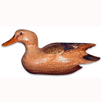 Wooden Duck With Batik Design, Hand Carved From Albesia Wood