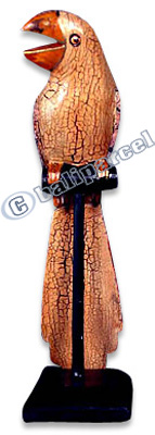 Wooden Parrot Bird With Batik Design, Hand Carved From Albesia Wood