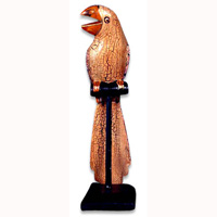 Wooden Parrot Bird With Batik Design, Hand Carved From Albesia Wood