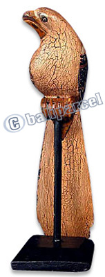 Wooden Parrot Bird With Batik Design, Hand Carved From Albesia Wood