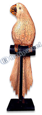 Wooden Parrot Bird With Batik Design, Hand Carved From Albesia Wood