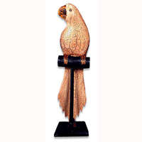 Wooden Parrot Bird With Batik Design, Hand Carved From Albesia Wood