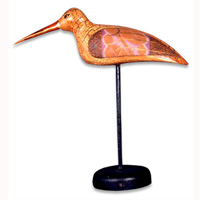 Wooden Bird With Batik Design, Hand Carved From Albesia Wood