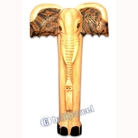 Wooden Elephant With Batik Design, Handcarved From Albesia Wood