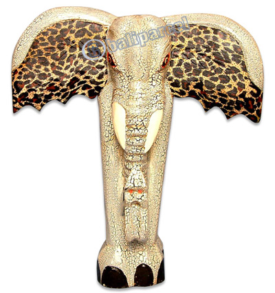 Wooden Elephant With Batik Design, Handcarved From Albesia Wood