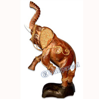 Wooden Elephant With Batik Design, Handcarved From Albesia Wood
