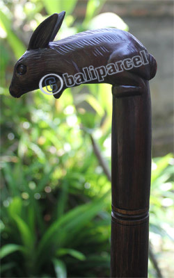Rabbit Walking Stick, Han Carved From Sono Wood