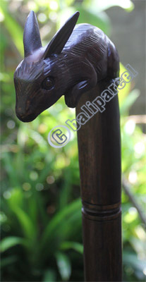 Rabbit Walking Stick, Han Carved From Sono Wood