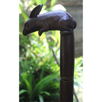Rabbit Walking Stick, Han Carved From Sono Wood