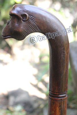 Monkey Walking Stick, Hand Carved From Sono Wood 