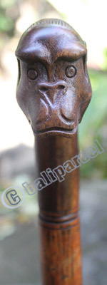Monkey Walking Stick, Hand Carved From Sono Wood 