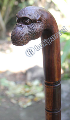 Monkey Walking Stick, Hand Carved From Sono Wood 