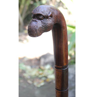 Monkey Walking Stick, Hand Carved From Sono Wood 