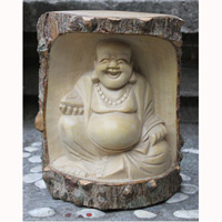 Wooden Buddha Meditating Statue, Hand Carved From Crocodile Wood