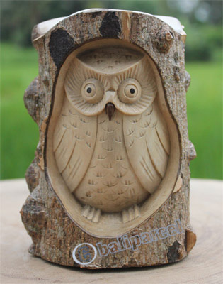 Wooden Owl Handcarved From Crocodile Wood