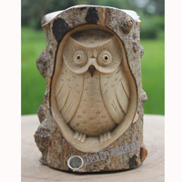 Wooden Owl Handcarved From Crocodile Wood