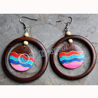 Wooden Earring, Made From Sono Wood With Painting