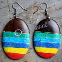 Wooden Earring, Made From Sono Wood With Painting