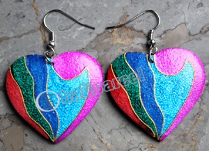 Wooden Earring, Made From Sono Wood With Painting