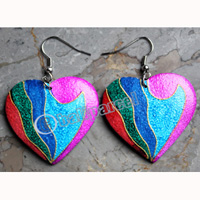 Wooden Earring, Made From Sono Wood With Painting