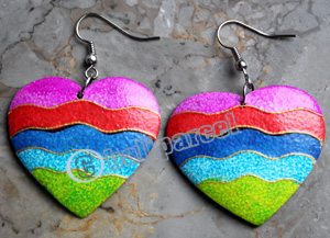 Wooden Earring, Made From Sono Wood With Painting