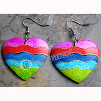 Wooden Earring, Made From Sono Wood With Painting