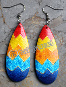 Wooden Earring, Made From Sono Wood With Painting