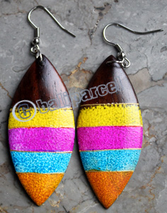 Wooden Earring, Made From Sono Wood With Painting