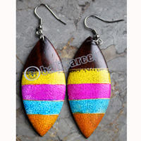 Wooden Earring, Made From Sono Wood With Painting