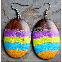Wooden Earring, Made From Sono Wood With Painting