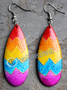 Wooden Earring, Made From Sono Wood With Painting