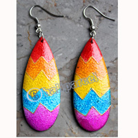 Wooden Earring, Made From Sono Wood With Painting